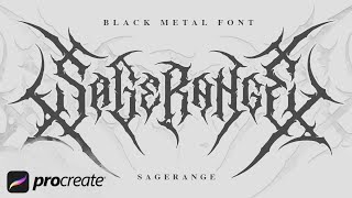 Sagerange Font in Procreate Best Blackmetal Font [upl. by Ahsyad]