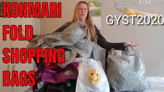 KonMari folding shopping bags using Marie Kondos folding method to Tidy up amp spark joy [upl. by Clementis9]