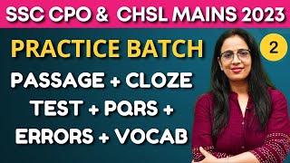 Rapid Revision Batch  2  SSC CGL ESIC  Passage  Cloze Test  PQRS  Errors  Vocab  Rani Maam [upl. by Alilahk944]