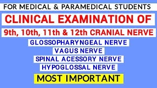 9th 10th11th amp 12th CRANIAL NERVE EXAMINATION  CLINICAL LAB  PHYSIOLOGY [upl. by Nirual682]