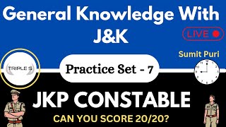 General Knowledge with Special Ref to JampK  JKP Constable  Practice Set 7  Can You Score 2020 [upl. by Eigla457]