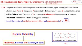 𝐐𝟏𝟎 Complete reaction of acetaldehyde with excess formaldehyde upon heating with conc NaOH soluti [upl. by Maisel]