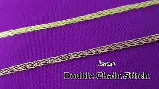 Aari Work Tutorial 6  Aari Double Chain Stitch with Practice Shapes [upl. by Gytle]