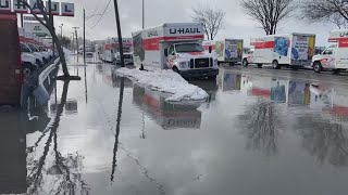 Flooding on Marginal Way in Portland up to truck bumpers [upl. by Hillman]