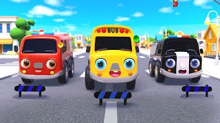 Wheels On The Bus Go To Town  Fly Over The Barrier  Nursery Rhymes amp Kids Songs  Baby Car Songs [upl. by Atinhoj]