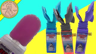 Kidsmania Shark Bite Lollipop Candy Tasting 3 Flavors [upl. by Ecinerev712]