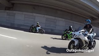 Kawasaki ZX14’s amp ZX10’s vs BMW S1000RR vs Yamaha R1M vs CBR 1000RR  Street Race [upl. by Yeslrahc]