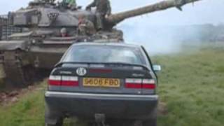 tank crushes car 31  Citroen Xantia [upl. by Vivie297]