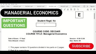 MANAGERIAL ECONOMICS  LPU MBA 1ST SEMESTER IMPORTANT QUESTION LPU MBA ECONOMICS [upl. by Pate607]