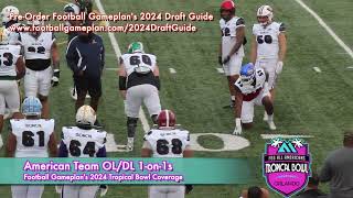 Football Gameplans 2024 Tropical Bowl Practice Clips OL vs DL 1on1s [upl. by Enilehcim]