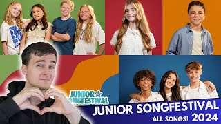 JUNIOR SONGFESTIVAL 2024 ALL SONGS REACTION  NETHERLANDS JESC 🇳🇱 [upl. by Alliuqaj]