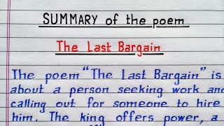 The Last Bargain  summary of the poem  Class 8 English  NCERT  IndrajitGoswami0607 [upl. by Atteroc365]