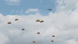 UK paratroopers jump into DDay drop zone to recreate airborne liberation of Normandy 80 years ago [upl. by Hutchins852]