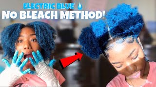 Dyeing My Natural Type 4 Hair BLUE  Two Puffs On Natural Hair  NO BLEACH METHOD [upl. by Chrisman]