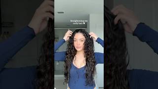 Curly to straight hair curls curlyhair curlyhaircheck blowout straighteninghair hairtutorials [upl. by Sadye]