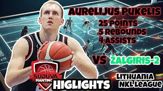 AURELIJUS PUKELIS  25 pts  5 rebs 4 as  vs Žalgiris2  20231009  Lithuania NKL [upl. by Nilorac]