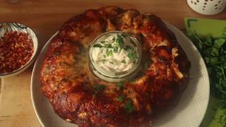 DELICIOUS Italian GARLIC CHICKEN amp BACON Alfredo Ring bake AMAZINGLY Easy Party Food [upl. by Ettenor138]