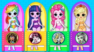 MLP Twilight Sparkle amp Friends Cosplay MONSTER HIGH  35 DIYs Paper Doll amp Craft [upl. by Iives212]