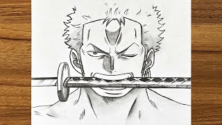 How to draw anime character for beginners  How to draw Zoro Roronoa  ONE PIECE [upl. by Ennairrac]