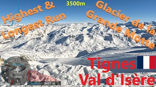 4K Skiing Val d’Isère Tignes Grande Motte Glacier  Highest and Longest Run France GoPro HERO11 [upl. by Chemash]