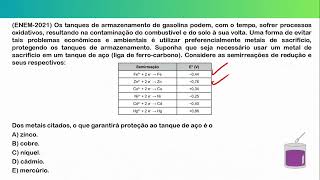 ENEM2021 Os tanques de armazenamento de gasolina podem com o tempo sofrer processos oxidativos [upl. by Jens]