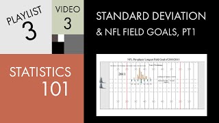 Statistics 101 Standard Deviation and NFL Field Goals  Part 12 [upl. by Rozanna286]