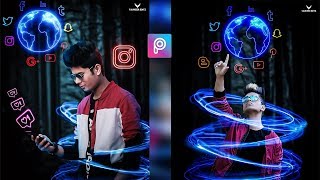 PicsArt 3D Neon Social World Photo Editing Tutorial in picsart Step by Step in Hindi  Viral editing [upl. by Luz]