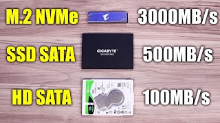 COMPARATIVO ENTRE HD SSD SATA E SSD NVME [upl. by Yahsed]