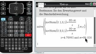 Normalverteilung 33 Erwartungswert und Standardabweichung berechnen mit dem Ti Nspire CX CAS [upl. by Koeppel]