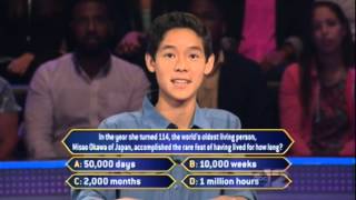 Millionaire  Whiz Kid Math Nov 7 2014 [upl. by Hsetirp]