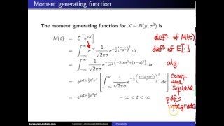 Normal distribution moment generating function [upl. by Krys]