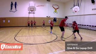 Basketball Offense  Give and Go Layup Drill [upl. by Aicilyt]