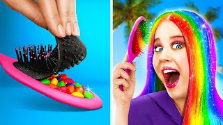 FANTASTIC RAINBOW BEAUTY HACKS  Creative Hacks amp Tricks by 123 GO [upl. by Lucier]