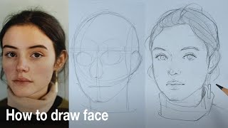 How to draw a face  step by step  draw with me [upl. by Aliban]