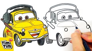 How to draw CARS 2 LUIGI  Easy stepbystep for kids  Art colors [upl. by Irma]