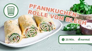 Pfannkuchenrolle vom Blech mit Rucola und Kochschinken  Chefkoch [upl. by Necyla]