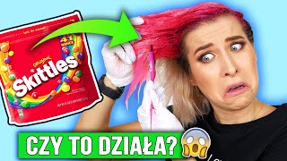 FARBUJĘ włosy na różowo używając Skittles 😱 Farbowanie włosów w domu  Agnieszka Grzelak Vlog [upl. by Kcid]