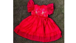 4 year girl Frock  cutting and Stitching tutorial frill frock [upl. by Adnil]