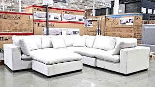 THOMASVILLE LOWELL 6PIECE MODULAR FABRIC SECTIONAL shop SOFA CHAIR FURNITURE at COSTCO with Me [upl. by Karisa]