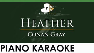 Conan Gray  Heather  LOWER Key Piano Karaoke Instrumental [upl. by Kolb]