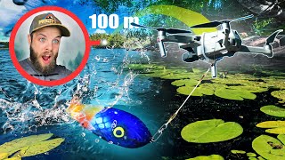 Topwater PIKE FISHING using a DRONE 🐊🔥 [upl. by Naihtsirc]