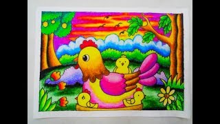 Cara Mewarnai Gradasi Dengan CrayonOilpastel ： Chicken [upl. by Burra]