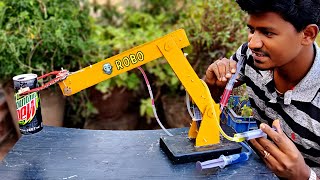 How to Make Hydraulic Powered Robotic Arm  ரோபோ கை செய்வது எப்படி  Vijay Ideas [upl. by Llerroj593]