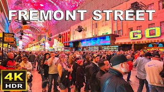 4K HDR Fremont Street Las Vegas Walking Tour  Feb 2024 [upl. by Clover]