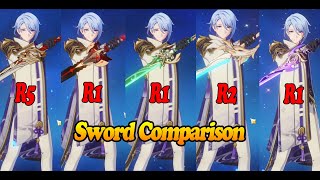 Kamisato Ayato Normal Attack Comparison with different sword [upl. by Sikko]