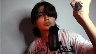 Visual ASMR  Brushing poking your eye hand movements mouth sounds etc [upl. by Evelin]