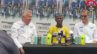 Biniam Girmay Interview On Tour de France 2024 REST DAY  GREEN Jersey More stage Wins and Olympics [upl. by Ehcropal]