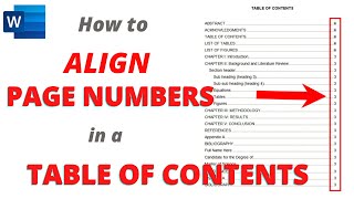 TUTORIAL How to Easily ALIGN PAGE NUMBERS in a TABLE OF CONTENTS In Microsoft Word [upl. by Nnylimaj]