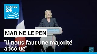 Législatives  quotLa démocratie a parléquot estime Marine Le Pen réélue dès le premier tour [upl. by Selinda607]