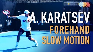 Aslan Karatsev  Forehand Slow Motion 2021 [upl. by Sheeb]